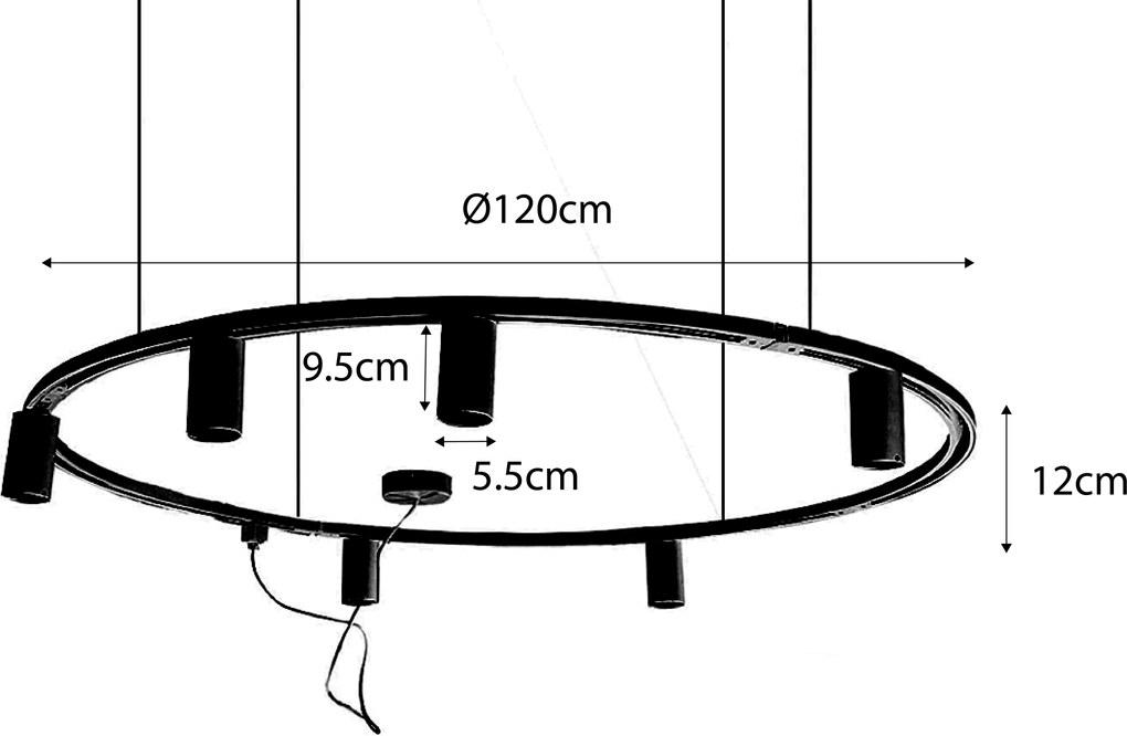 Modern hangend railsysteem met 6 spots zwart 1-fase GU10 50mm - Iconic Ruby Honey