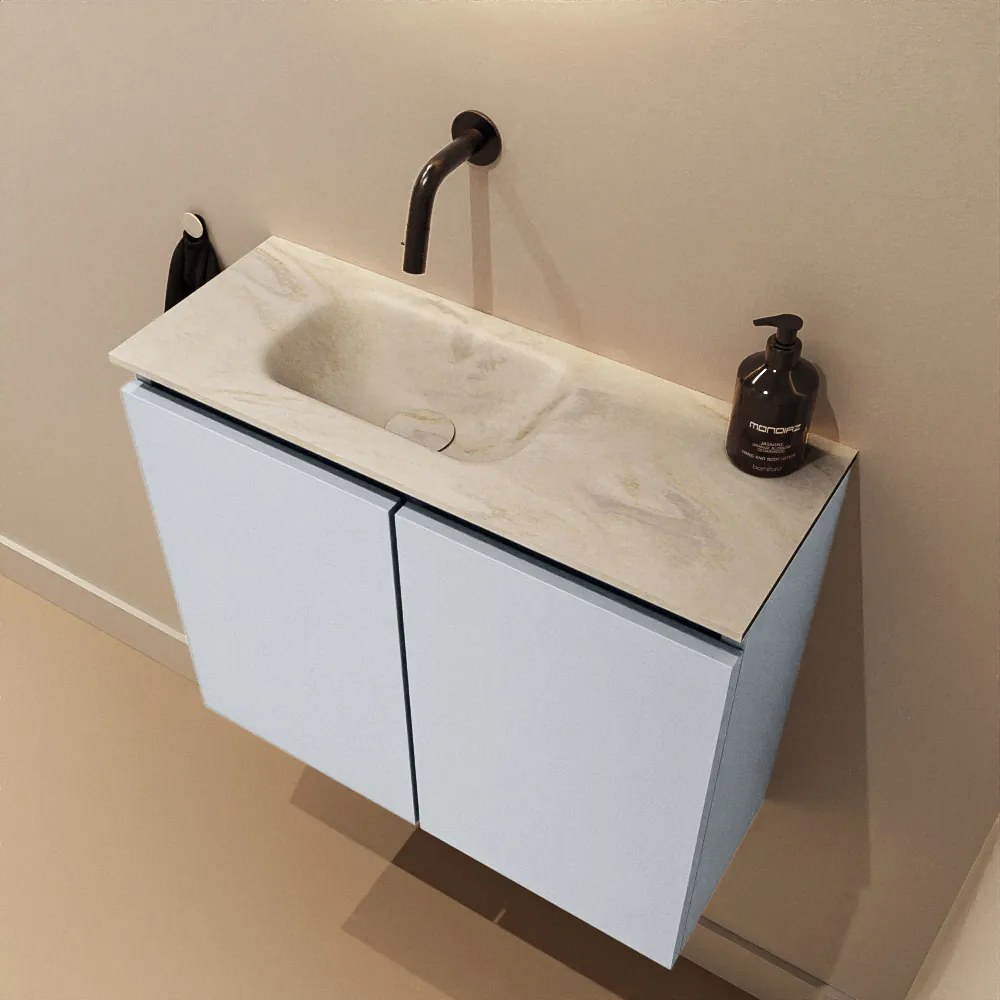 Mondiaz Ture DLux toiletmeubel 60cm clay met wastafel ostra links zonder kraangat