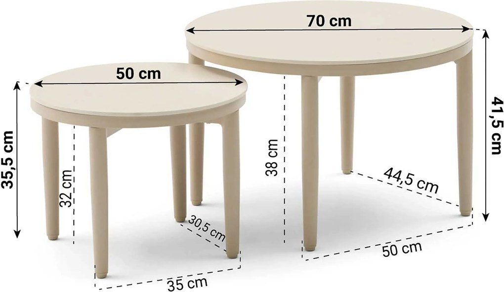 Stoel en Bank Loungeset 5 personen Aluminium/rope Taupe  Coco Vinci/Ibiza