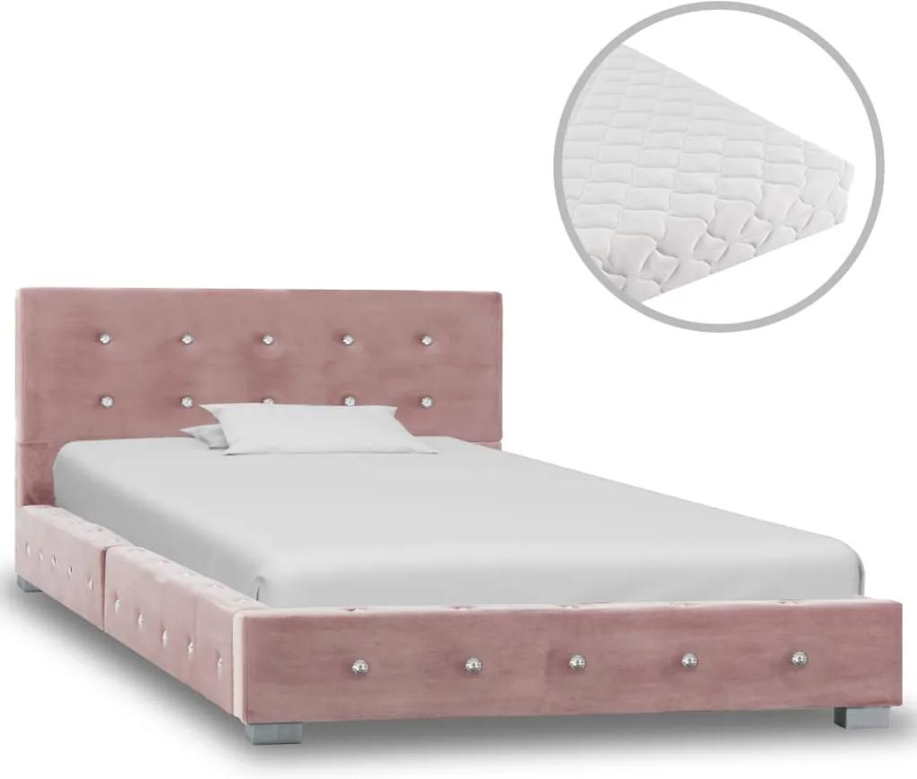 Bed met matras fluweel roze 90x200 cm