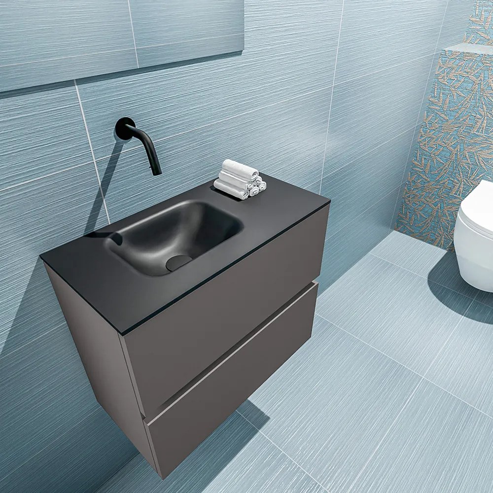 Mondiaz Ada 60cm toiletmeubel dark grey met wastafel urban links zonder kraangat