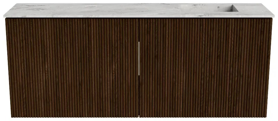 Mondiaz Joya DLux 100cm toiletmeubel walnut met wastafel faye rechts zonder kraangat glace
