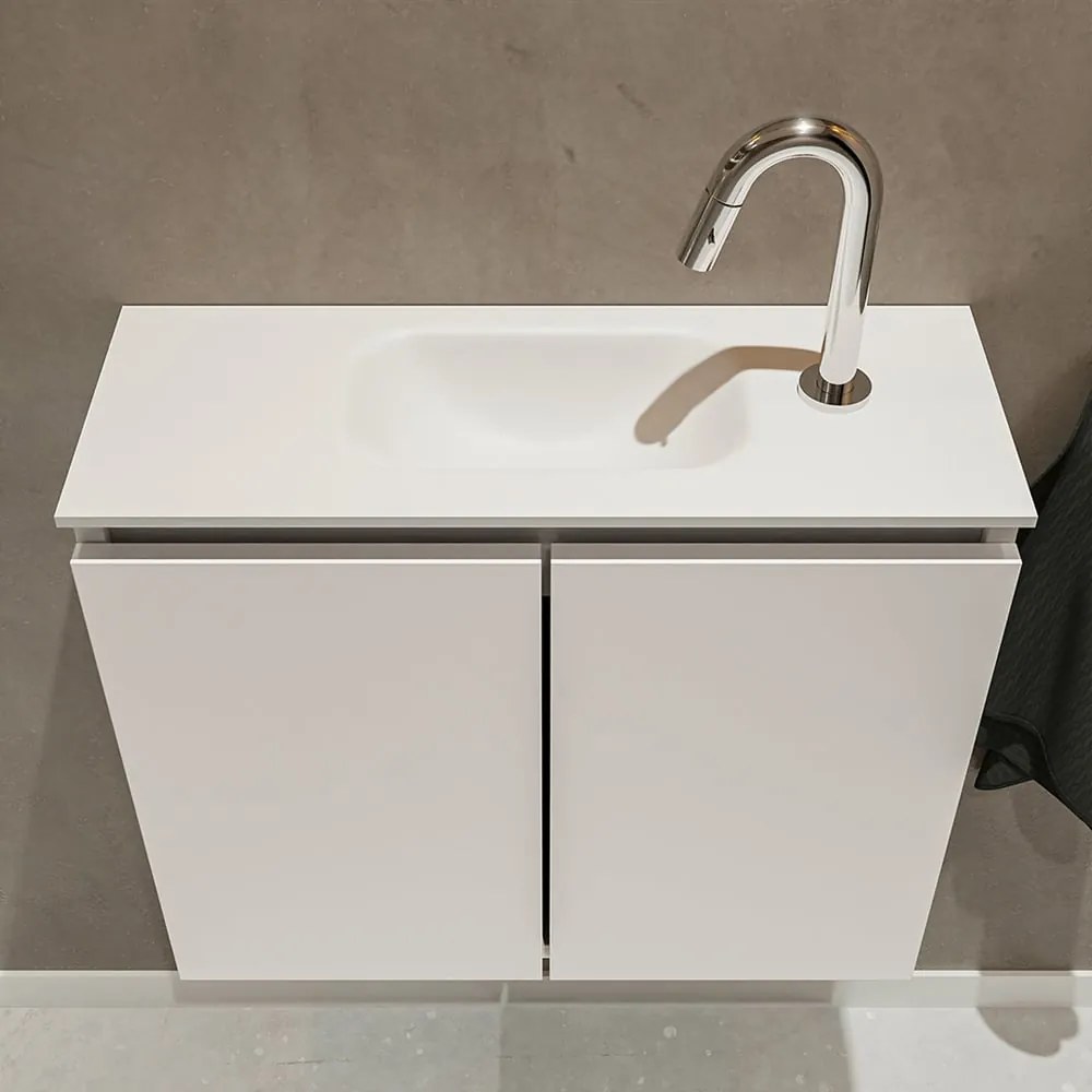 Mondiaz Ture 60cm toiletmeubel linen met wastafel talc midden 1 kraangat