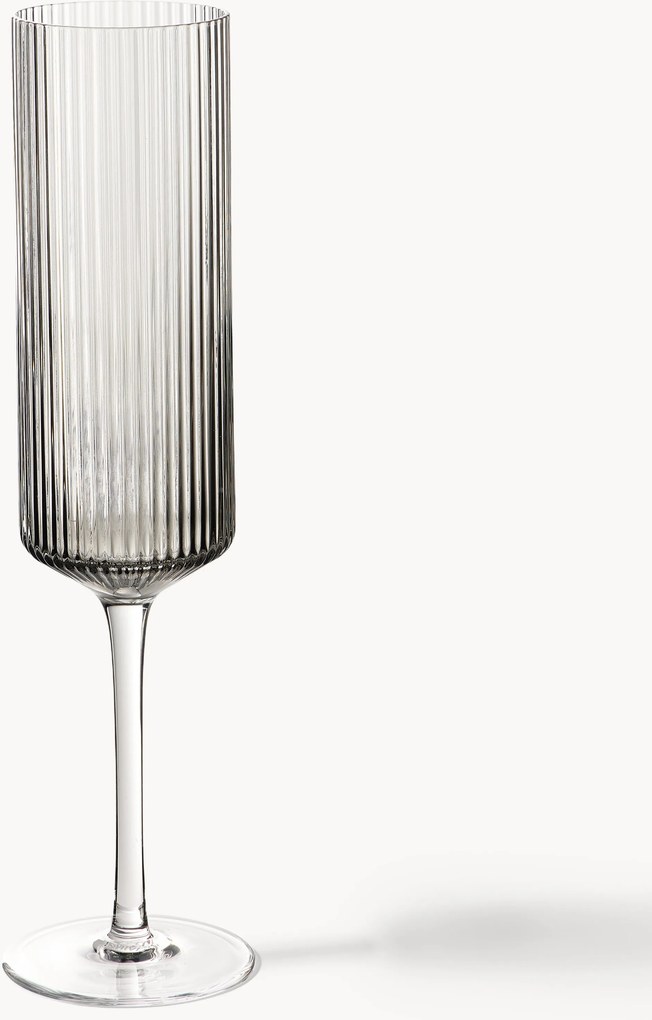 Mondgeblazen champagneglazen Ripple, 2-delig
