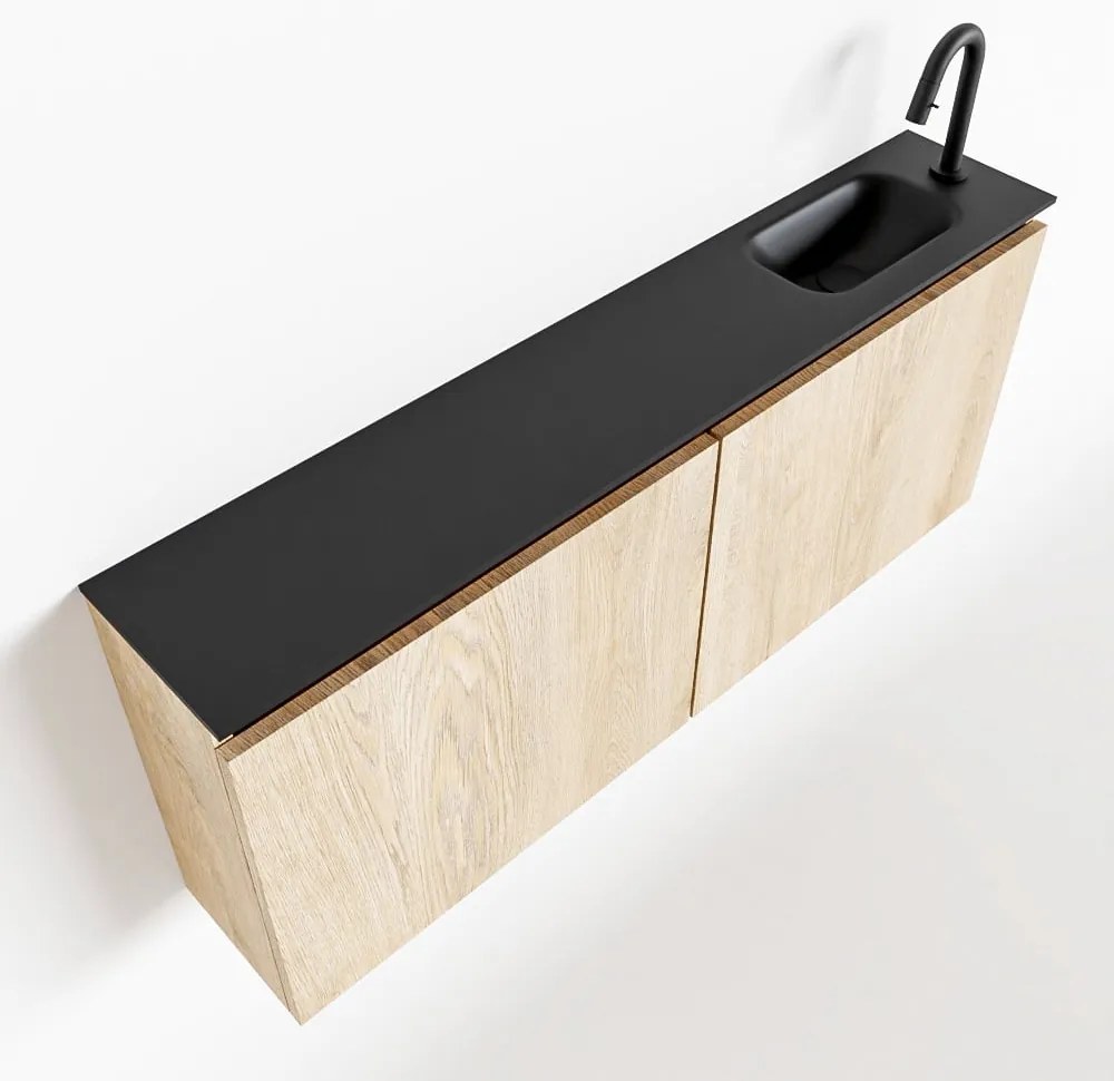 Mondiaz Ture 120cm toiletmeubel washed oak met wastafel urban rechts 1 kraangat