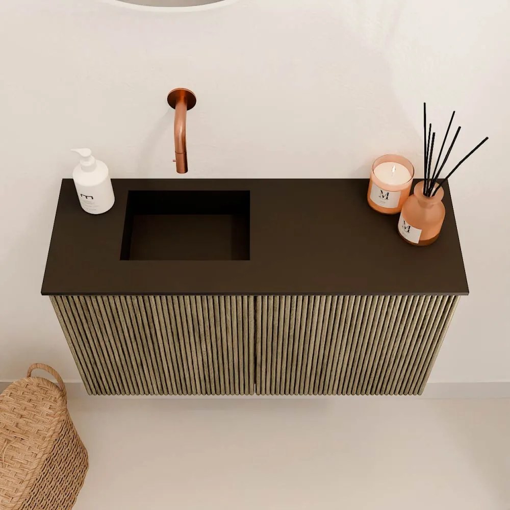 Mondiaz Joya 70cm toiletmeubel dusk met wastafel faye links zonder kraangat urban
