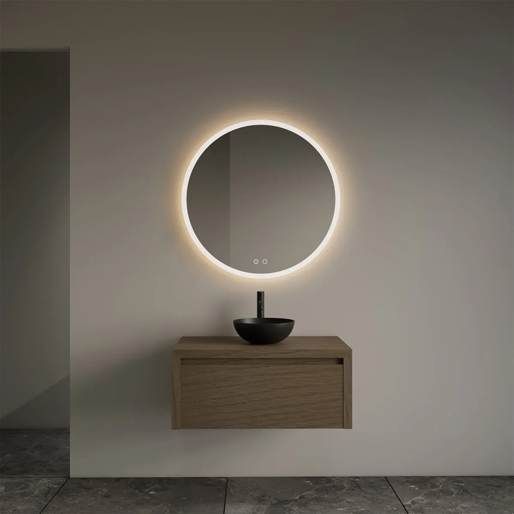 Gliss Design Ares badmeubel 80cm ash gray met zwarte waskom