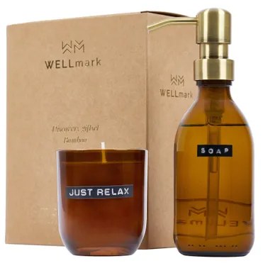 Wellmark giftset Discover - handzeep en geurkaars - bruin glas 8720828222799