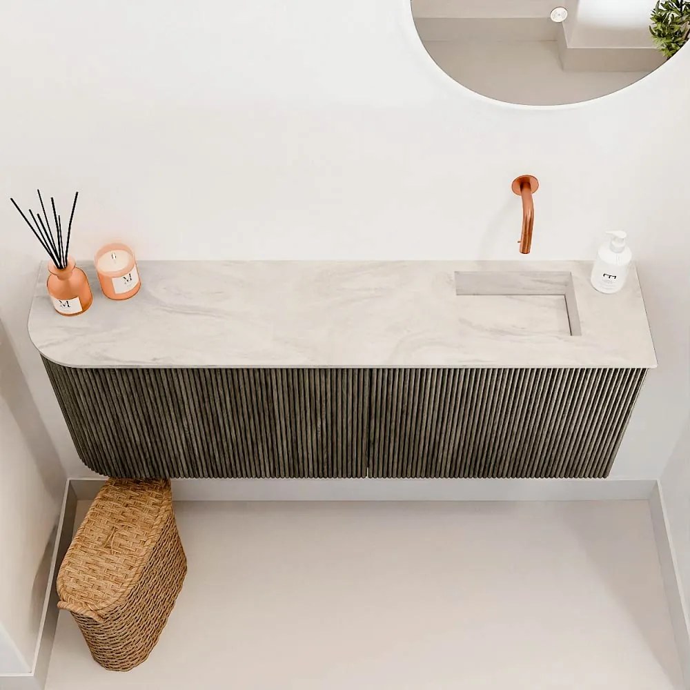 Mondiaz Joya DLux 110cm toiletmeubel ronding links shadow met wastafel faye rechts zonder kraangat ostra