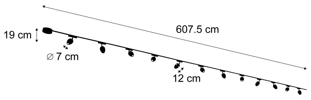 Modern railsysteem met 12 spots zwart 1-fase - Magnetic Eggy