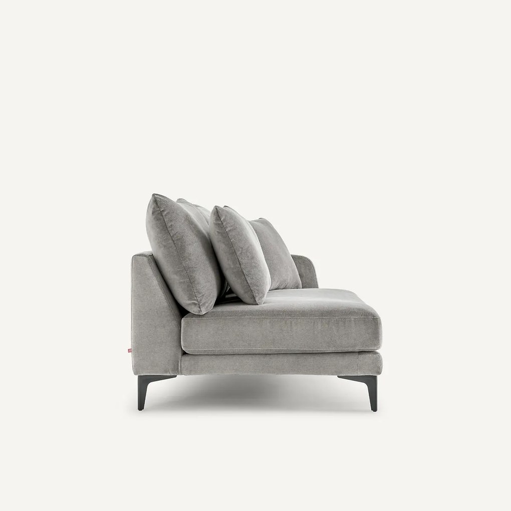 Halve bank in stone-kleurig fluweel, 2-zit, MODERNISTE