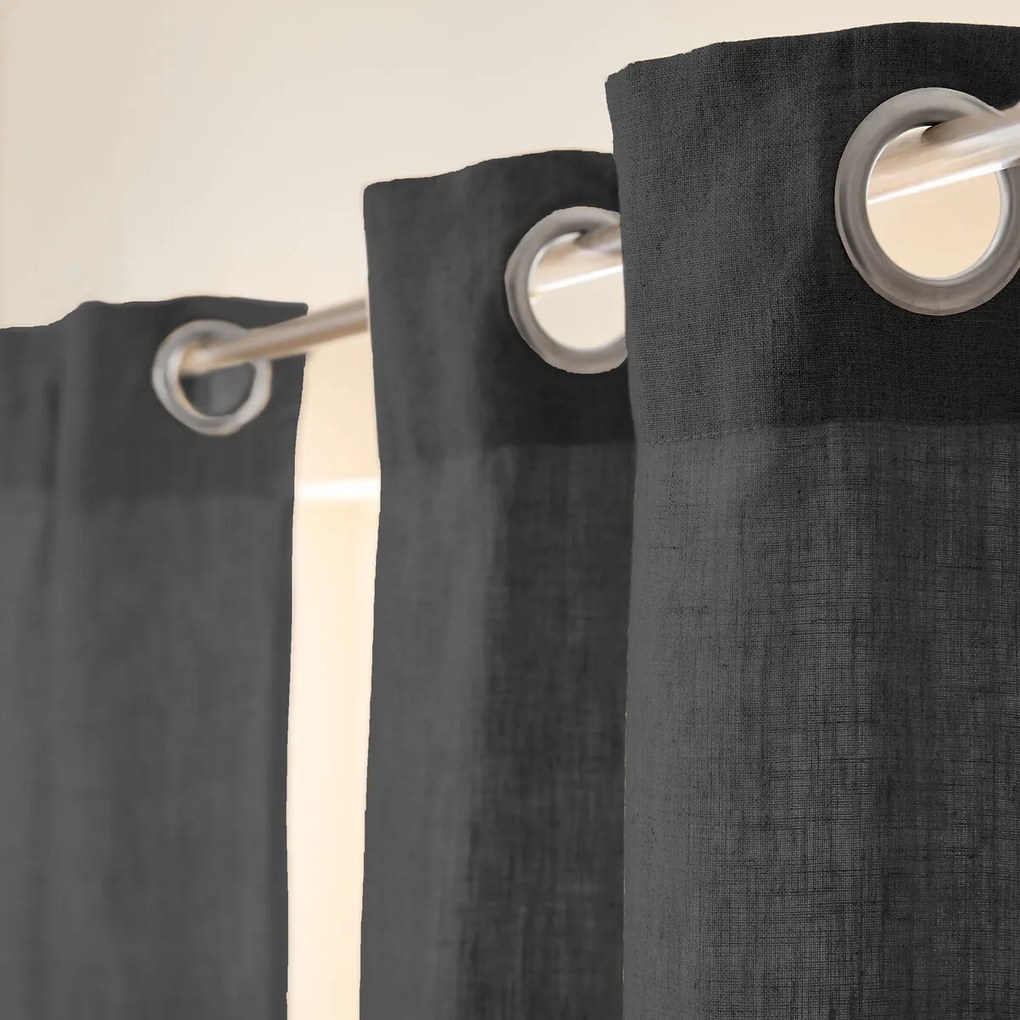 Gordijn in gewassen linnen met voering, met oogjes, Private