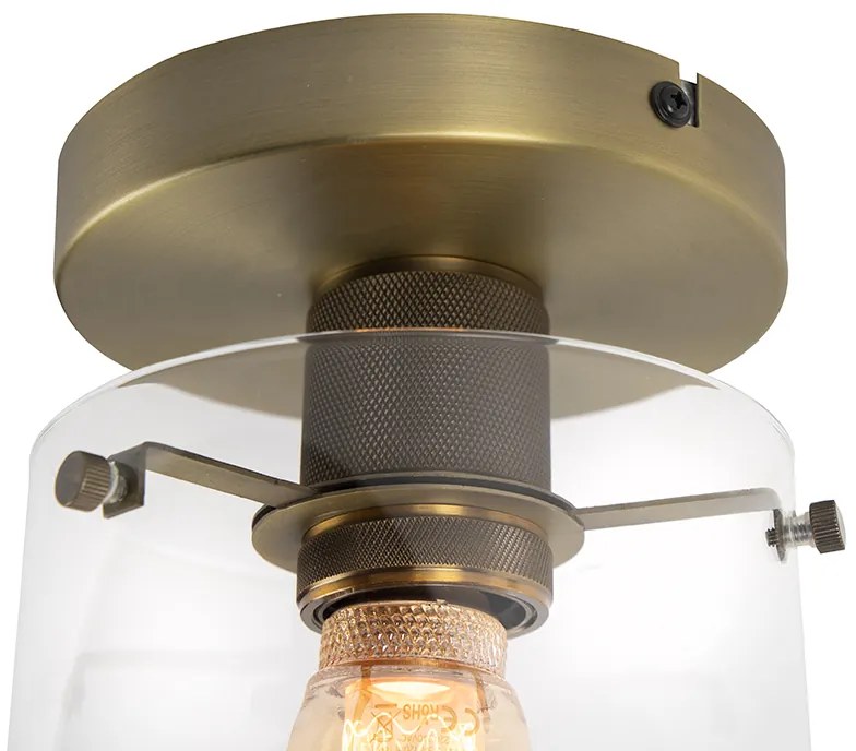Moderne plafondlamp brons met glas - Dome