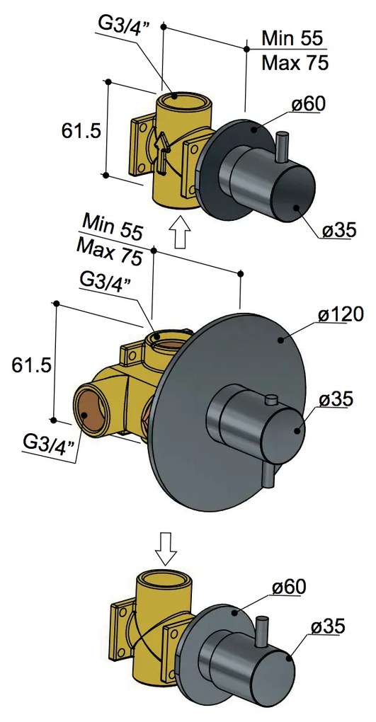 Hotbath Laddy ADS2R inbouw regendouche met 20cm hoofddouche en wandarm geborsteld nikkel