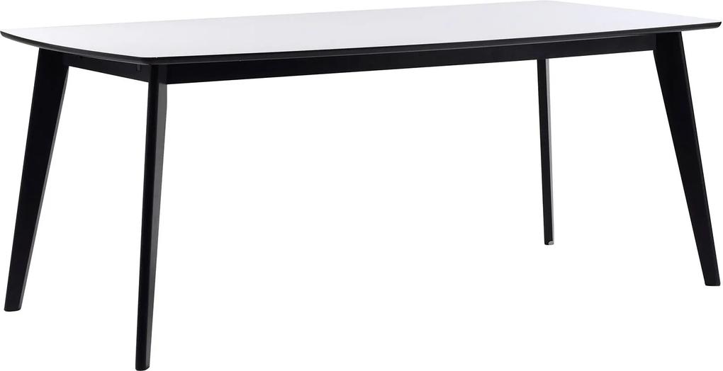 Nordiq Olivia dining table - Houten eettafel - L190 x B90 x H75 cm - Wit/Zwart- Eettafels - achtpersoonstafel - zespersoonstafel - Eikenhout - Scandinavisch design