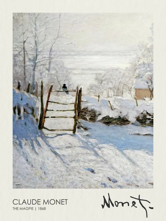 Kunstreproductie The Magpie (1868), Claude Monet