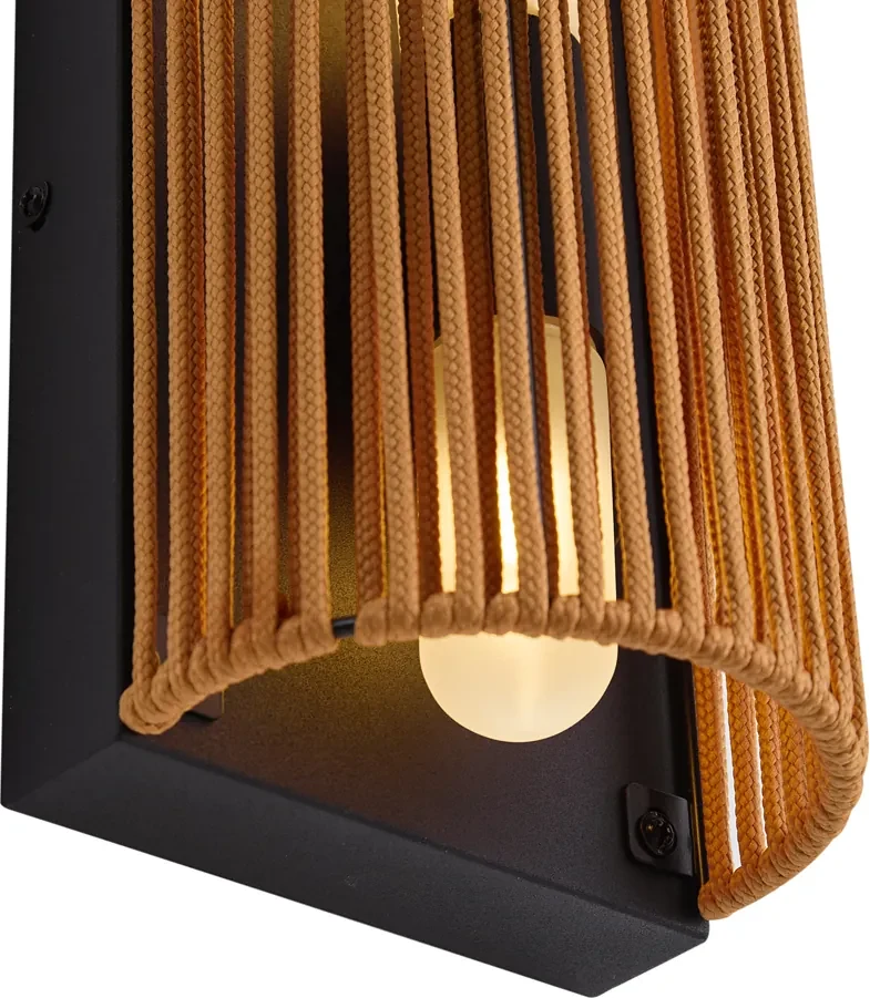 Japandi wandlamp oranje met zwart met touw IP44 - Jayla | BIANO