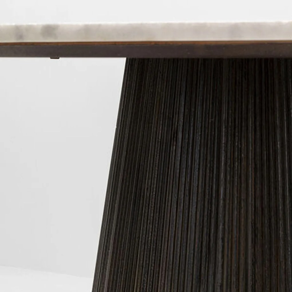 Ronde Eettafel Zwart Met Wit Marmer - 115 X 115cm.