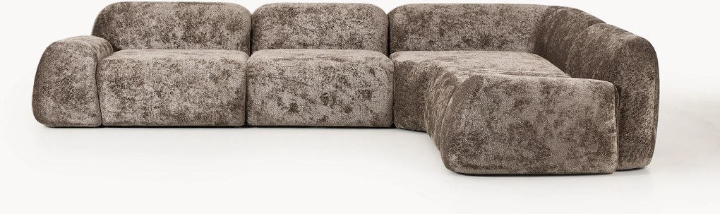 Modulaire hoekbank Wolke (4-zits) van teddy-bouclé