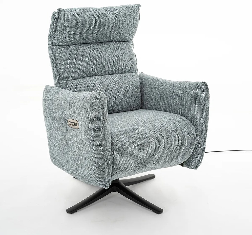 Elektrische Relaxfauteuil Stof Lichtblauw