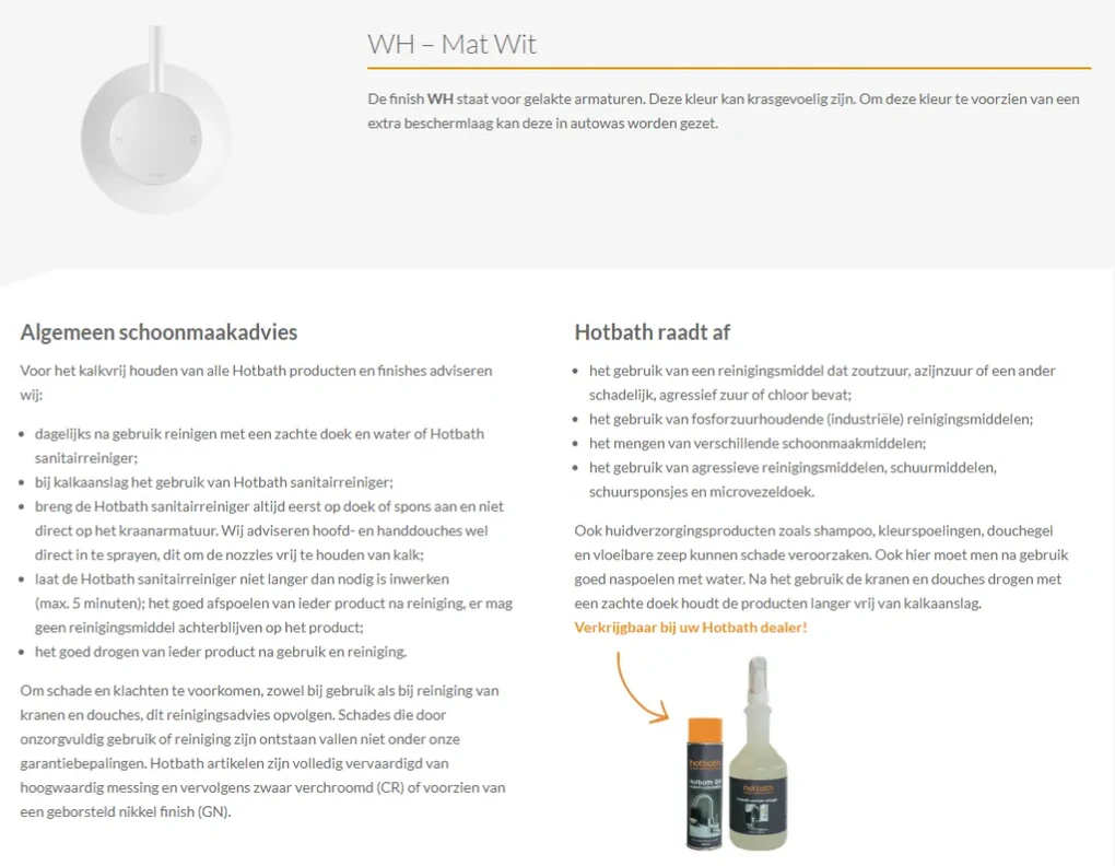 Hotbath Cobber verhoogde wastafelkraan met rechte uitloop wit mat