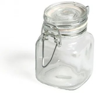 Beugelpotje, glas, vierkant, 100 ml