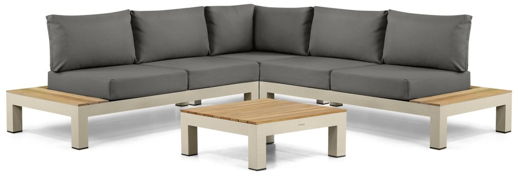 Loungeset 5 personen Aluminium/Teak Taupe Lifestyle Garden Furniture Vittoria