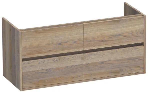 BRAUER Nexxt Wastafelonderkast - 120x46x55cm - 4 greeploze softclose lades - 2 sifonuitsparingen - hout - Vintage oak 1074VOG