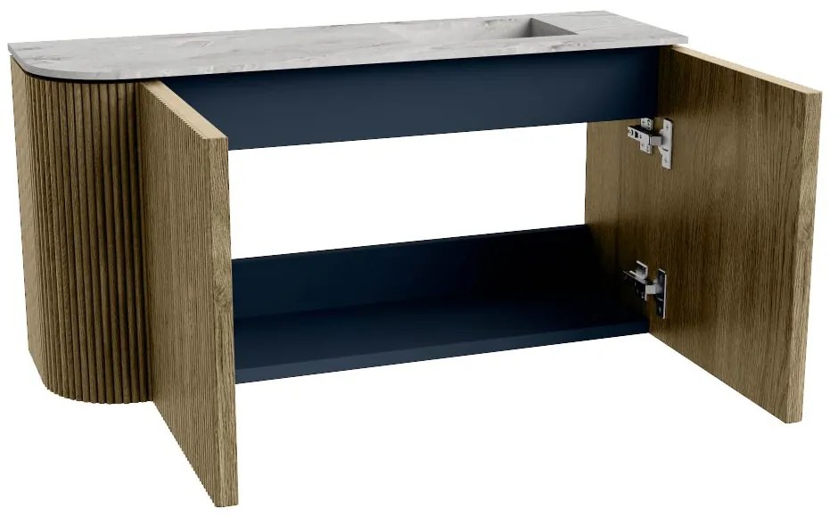 Mondiaz Joya DLux 80cm toiletmeubel ronding links dusk met wastafel faye rechts zonder kraangat glace