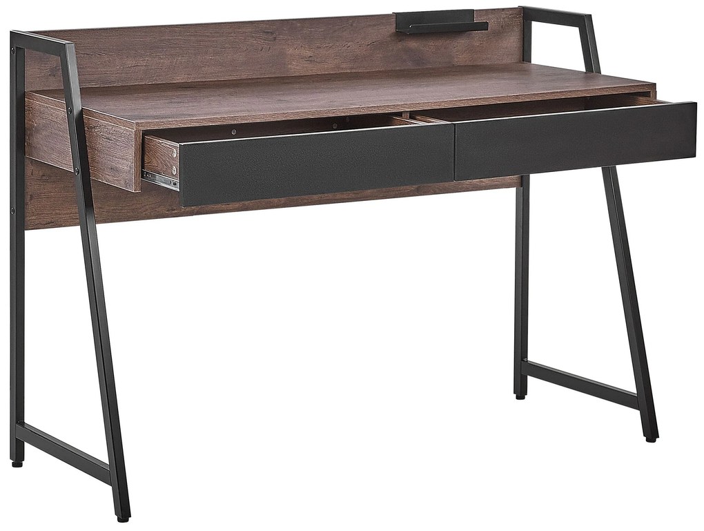 Bureau donkerbruin/wit 120 x 50 cm HARWICH Beliani