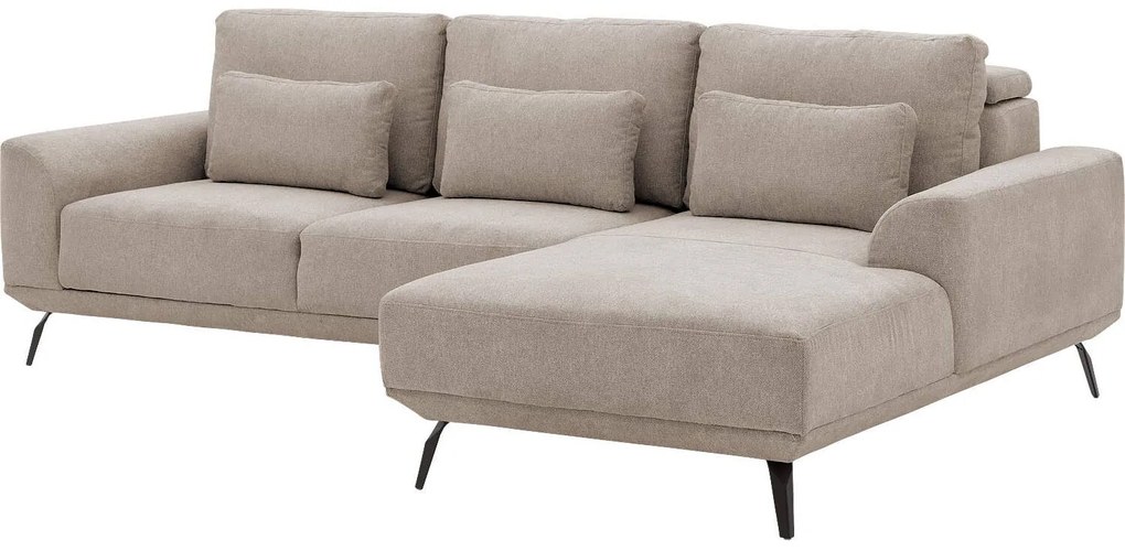 Goossens Excellent Bank Princess Met Elektrisch Uitschuifbaar Zitvlak beige, stof, 3-zits, elegant chic met chaise longue rechts