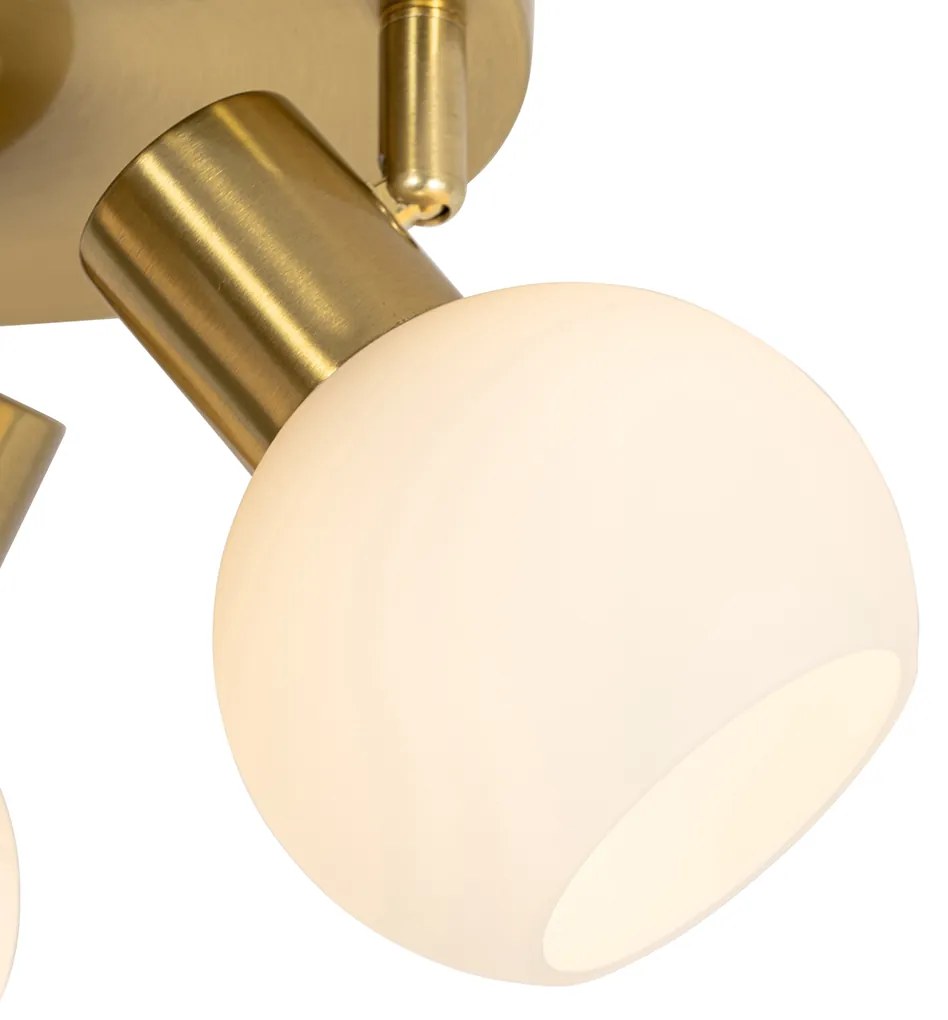 PlafondSpot / Opbouwspot / Plafondspot goud met opaal glas 3-lichts verstelbaar - Anouk Art Deco E14 rond Binnenverlichting Lamp
