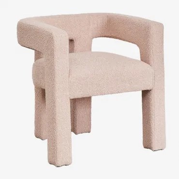 Set Van 4 Gestoffeerde Eetkamerstoelen Liara Met Armleuningen Bouclé Roze - Sklum