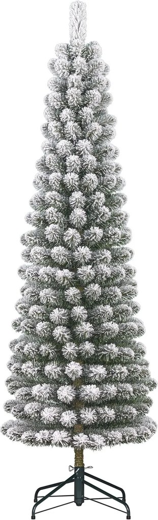 Charlton Pilar Frosted smalle kunstkerstboom - 215 cm - groen - frosted - Diameter 56 cm - 362 tips - metalen voet