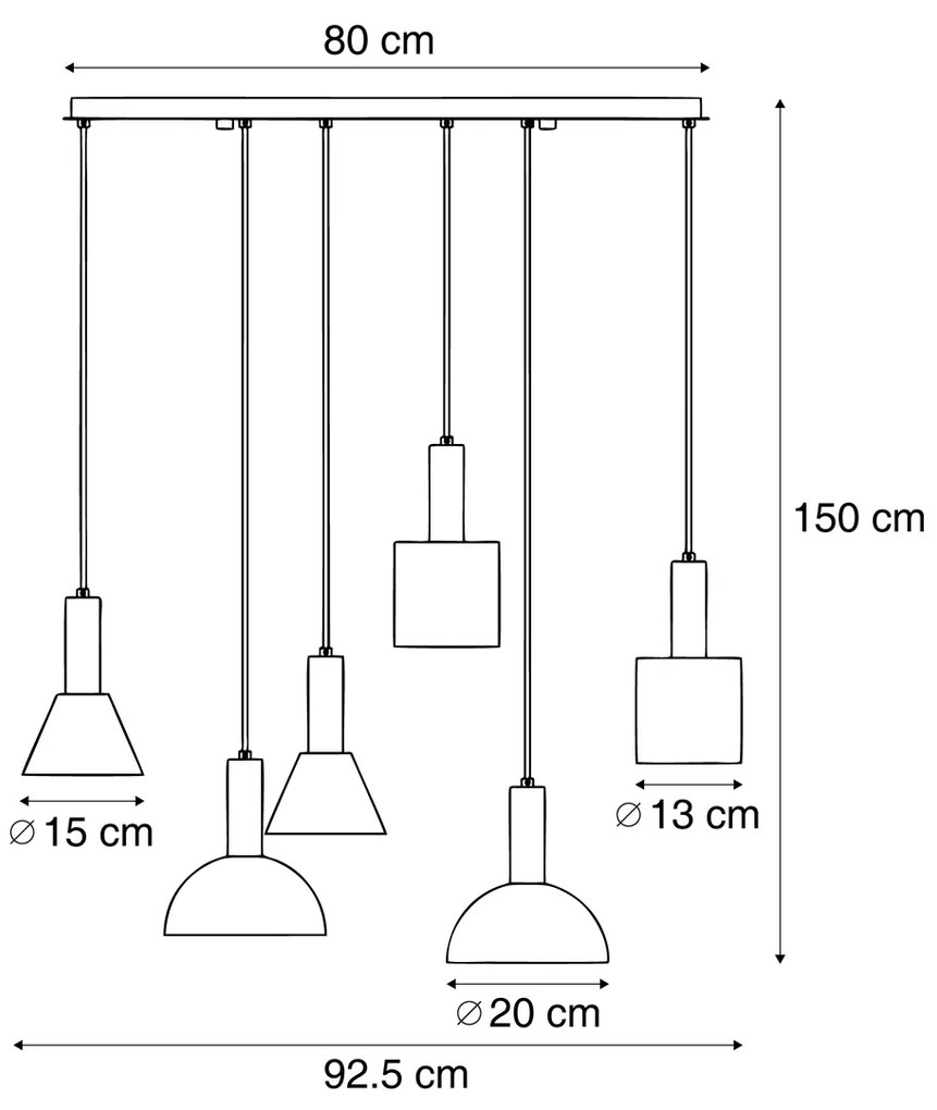 Eettafel / Eetkamer Scandinavische hanglamp creme 6-lichts - BilesScandinavisch E27 Scandinavisch Binnenverlichting Lamp