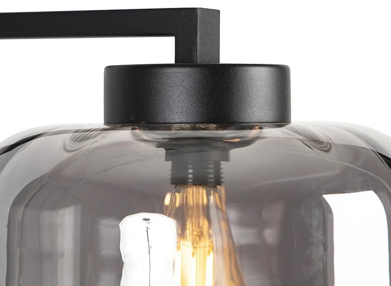 Design vloerlamp zwart met smoke glas - Qara Down