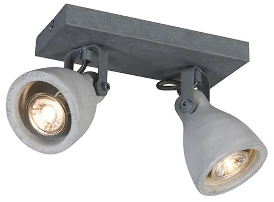Industriële spot grijs beton 2-lichts - Creto