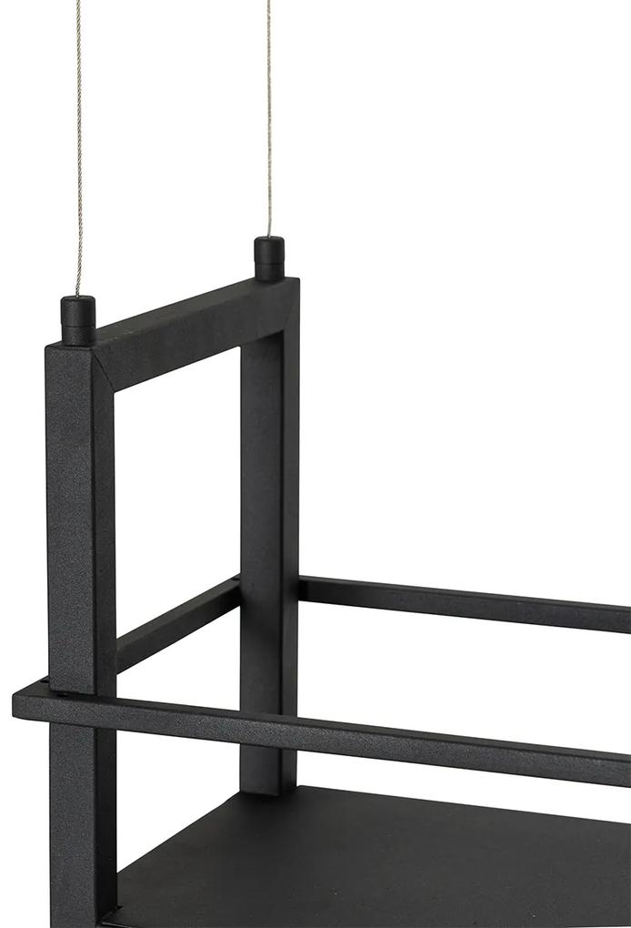 Eettafel / Eetkamer Hanglamp zwart met rek incl. LED 3-staps dimbaar - Cage Rack Industriele / Industrie / Industrial Binnenverlichting Lamp