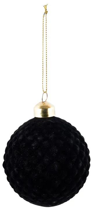 Kerstbal reliëf - Zwart - 8 cm