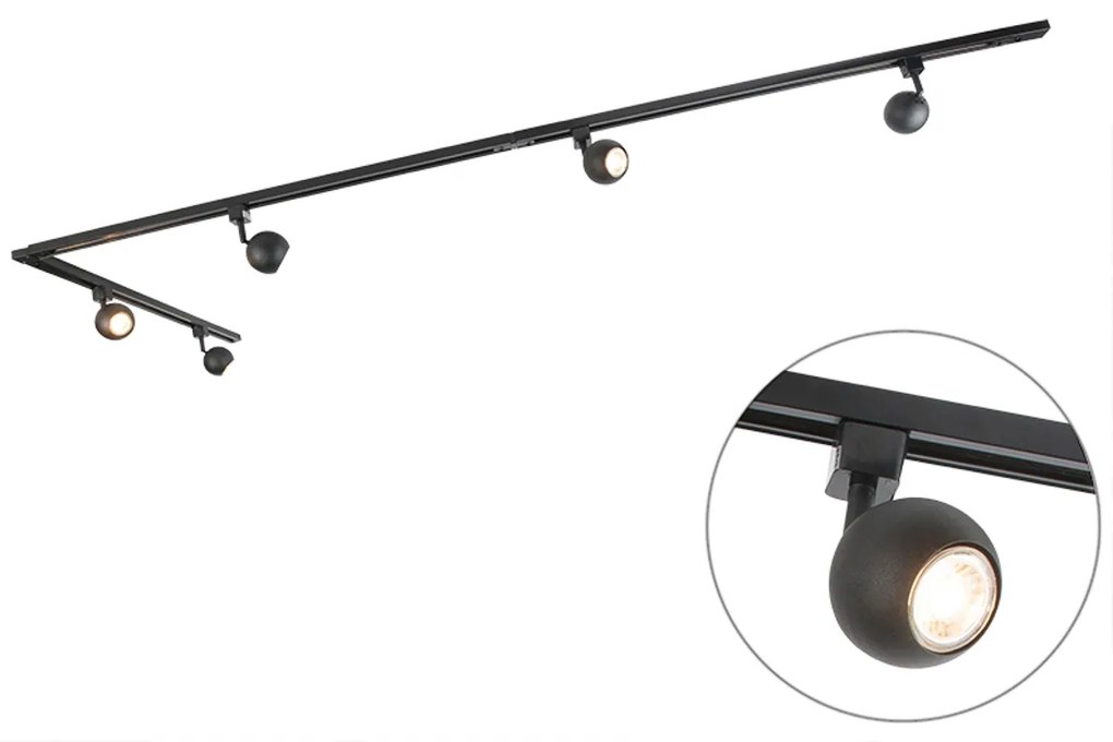 Modern railsysteem met 5 Spot / Opbouwspot / Plafondspots zwart 1-fase - Iconic Gissi Modern GU10 Binnenverlichting Lamp