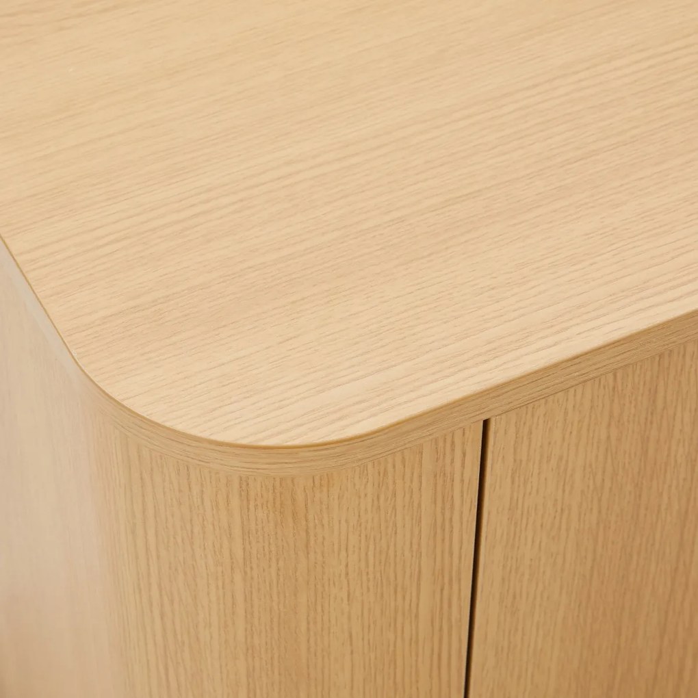 Eiken Tv-meubel Met Ronde Hoeken - 180x40x50cm.