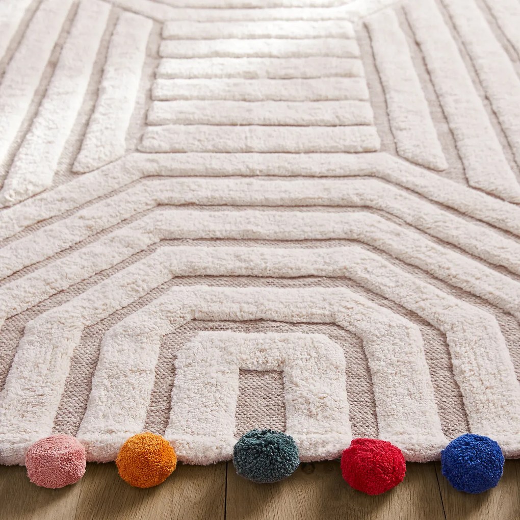 Vloerkleed voor kinderen getuft in bio katoen, Ponponi