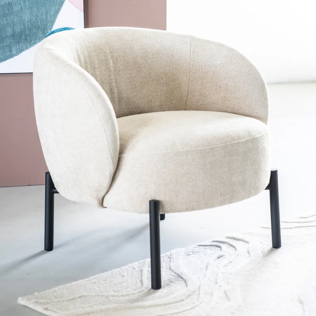 By-Boo Oasis Beige Fauteuil Met Ronde Rugleuning