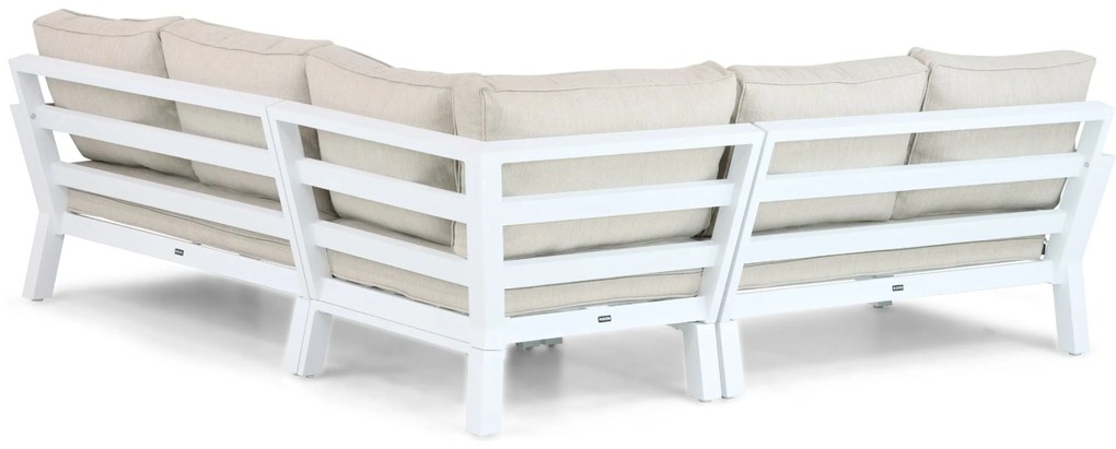 Hoek loungeset 5 personen Aluminium/Polywood (teakfinish) Wit Lifestyle Garden Furniture Bilbao