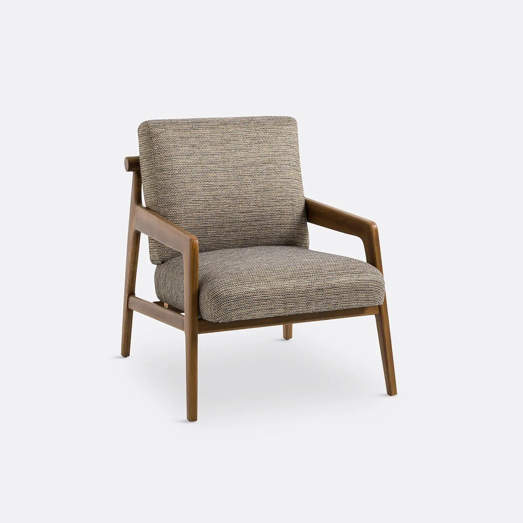 Vintage fauteuil mêlee stof en eik, Vinato