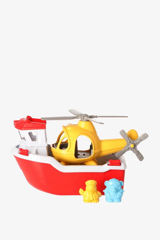 Reddingsboot en helikopter