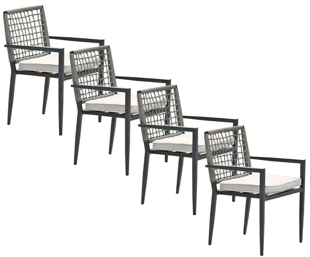 Garden Impressions Burela tuinstoel taupe - 4 stuks