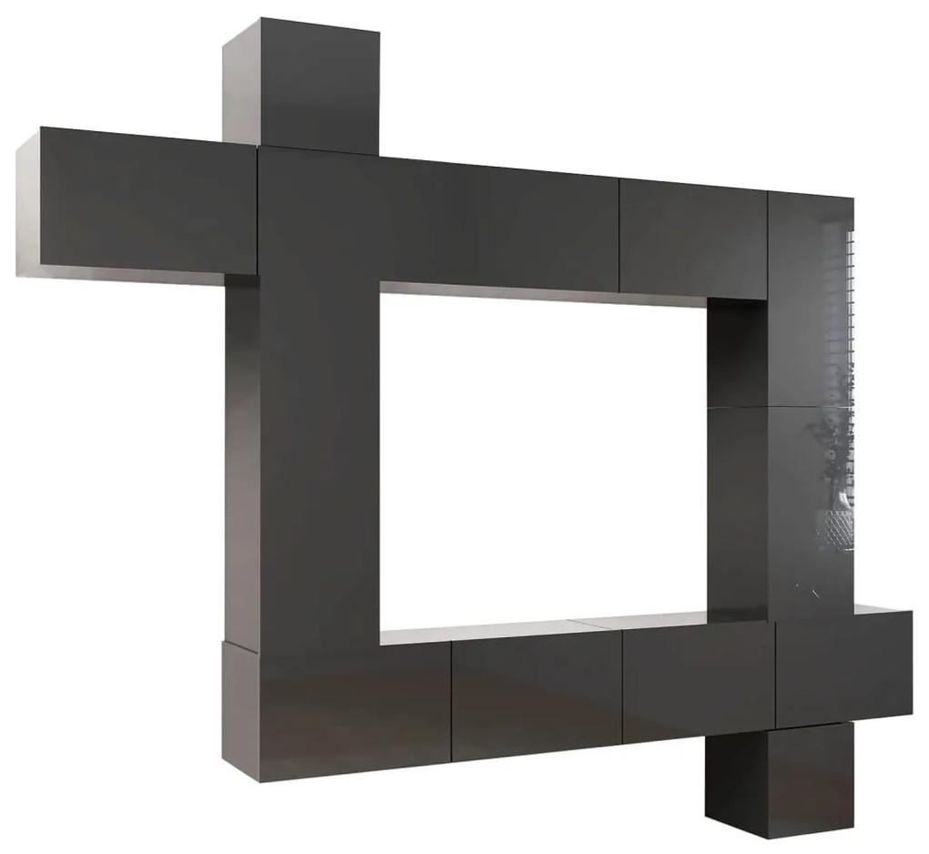 vidaXL 9-delige Tv-meubelset spaanplaat hoogglans grijs