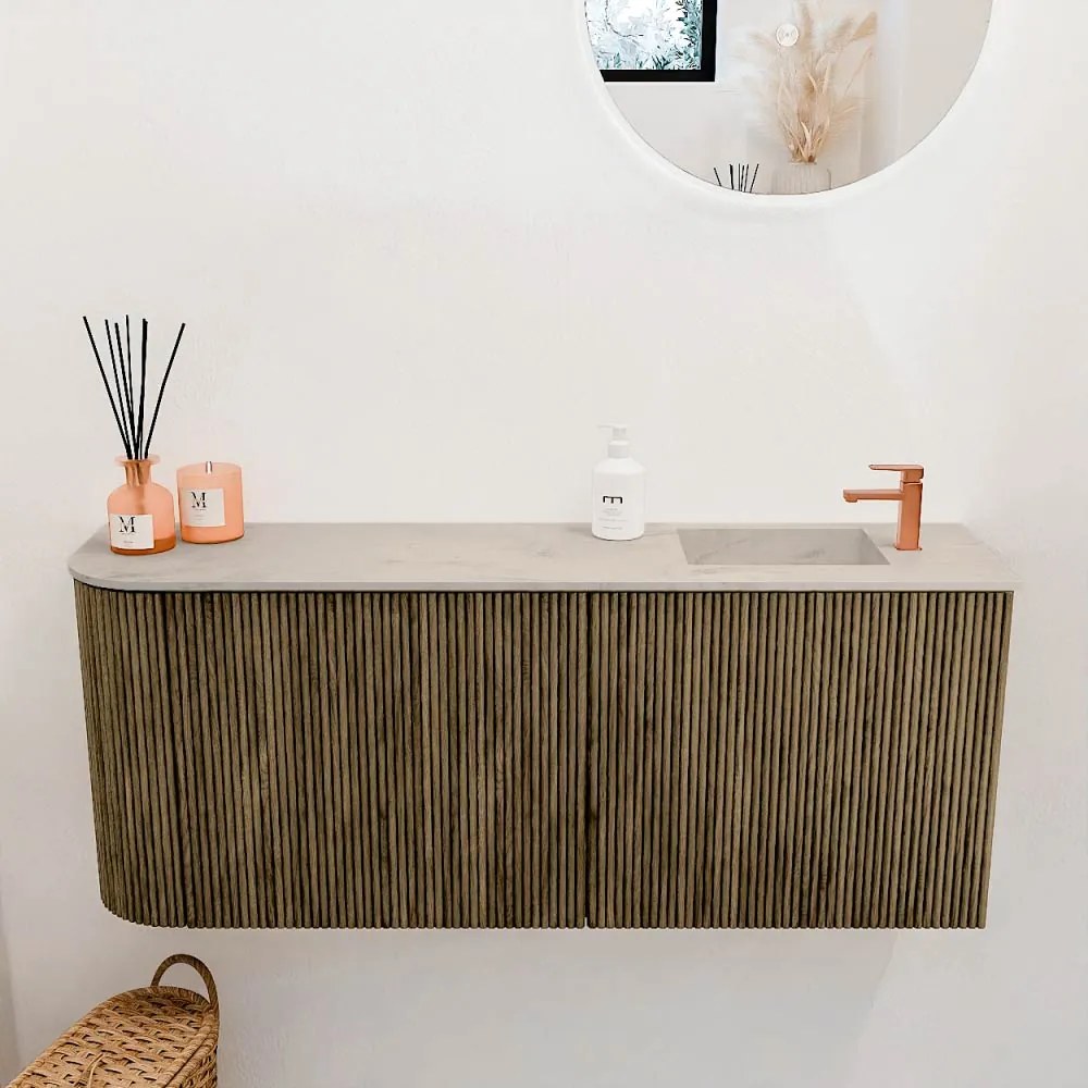 Mondiaz Joya DLux 100cm toiletmeubel ronding links dusk met wastafel faye rechts 1 kraangat opalo