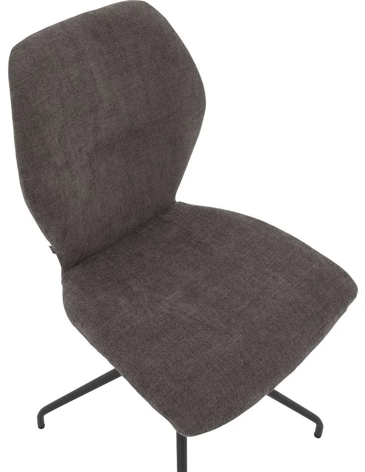 Goossens Eetkamerstoel Hera bruin stof leuning, modern design